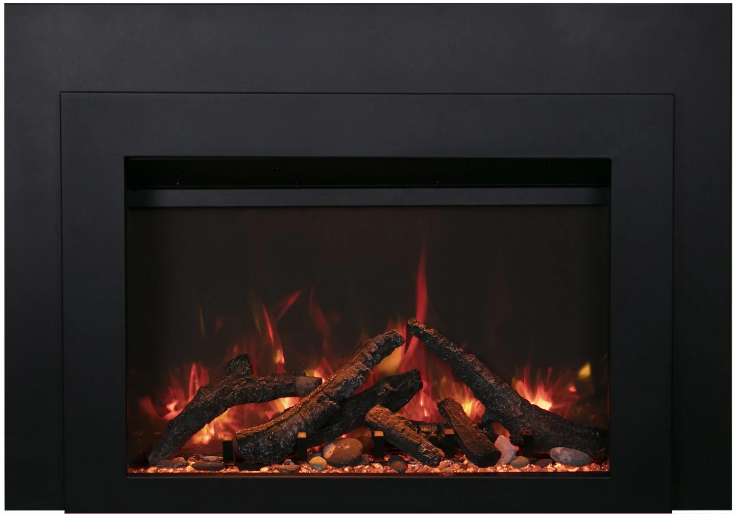 Amantii INS-FM-34 Insert Series - 34" Electric Fireplace Insert with Black Steel Surround and Overlay