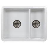 Island Collection Fireclay 24" White Double Bowl Dualmount Sink
