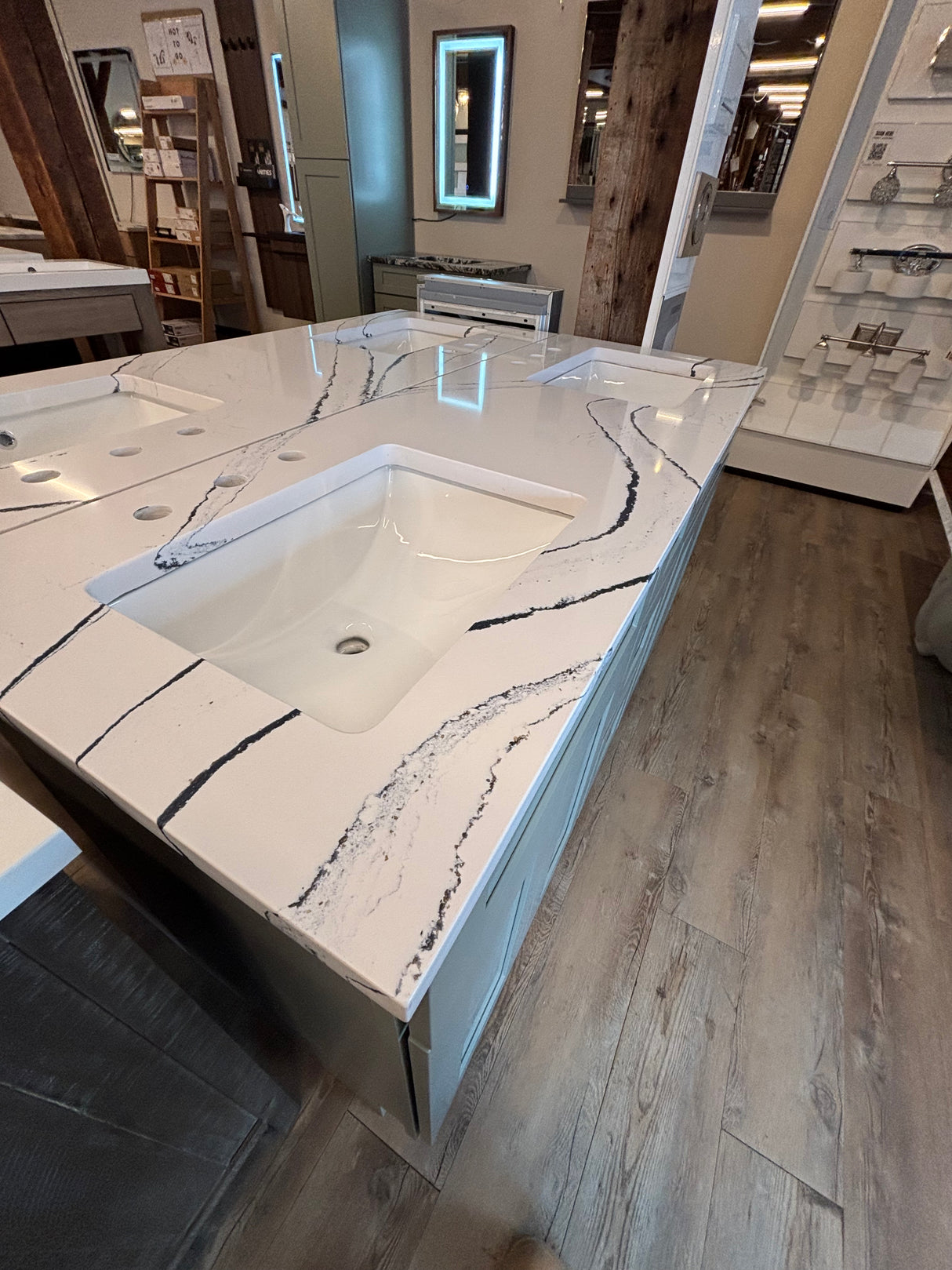 60" Shaker Moss Double Vanity by Cab-Tec – Solid Wood, Soft Close, Cambria Quartz – Floor Model