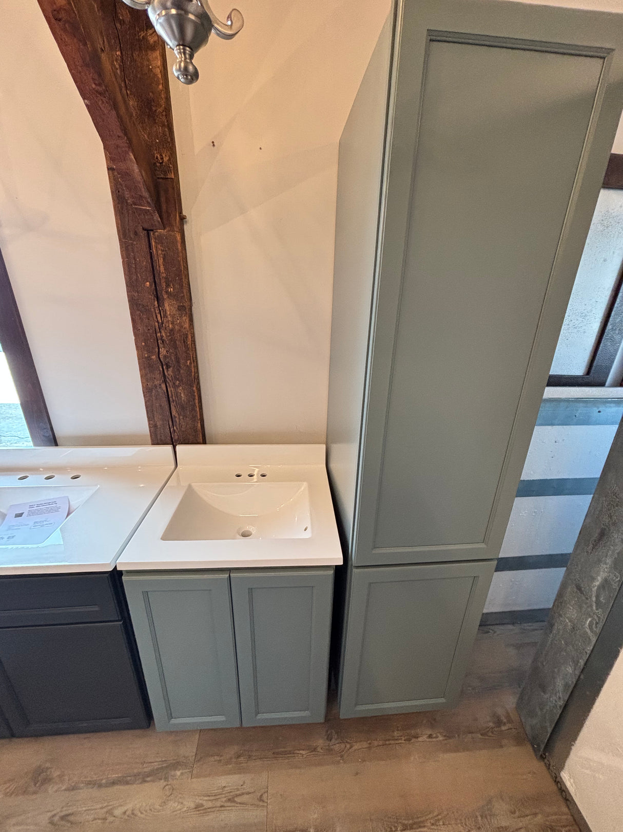 42" Bathroom Set / 24" Vanity Sage Green / 18" Linen Tower