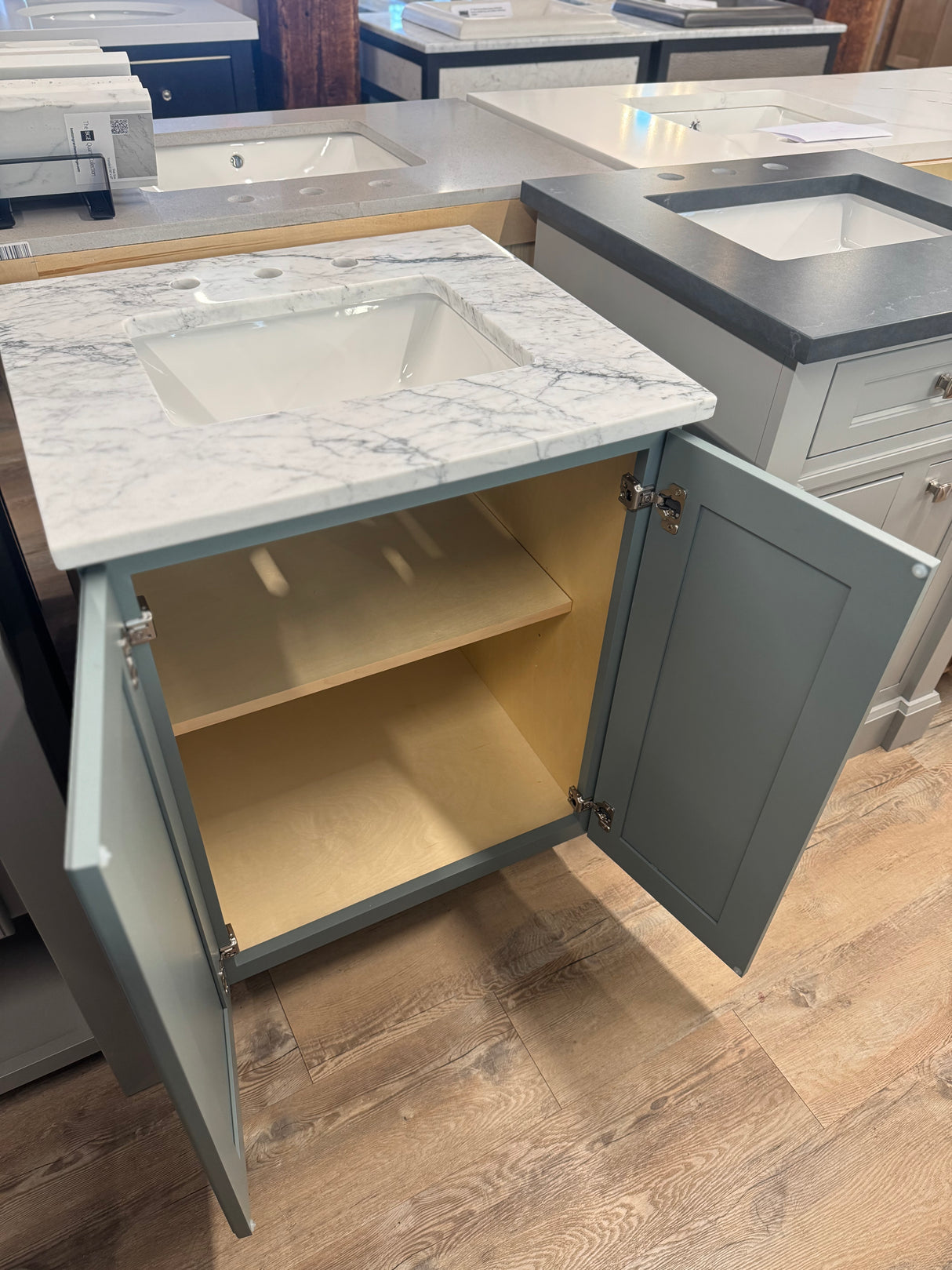 JK 24" Solid Wood Vanity with White Marble Top