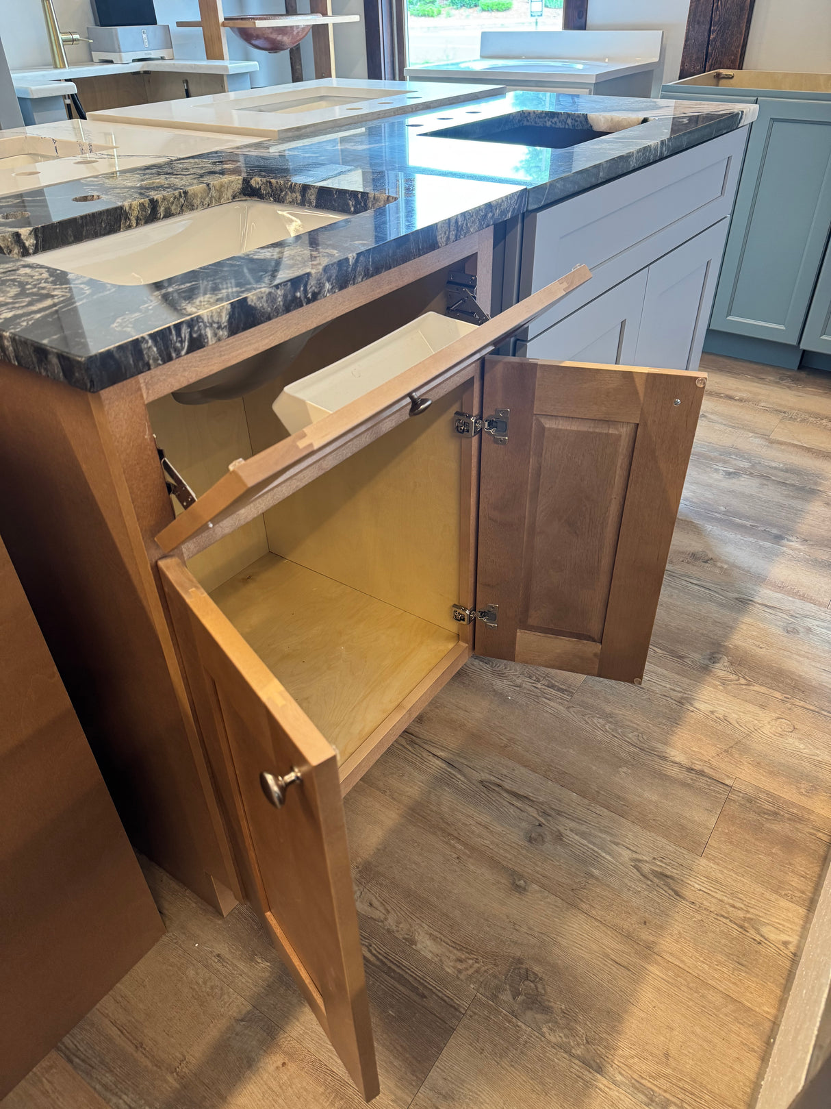 24" Salted Caramel Shaker Vanity with Titanium Granite Countertop & Designer Undermount Sink