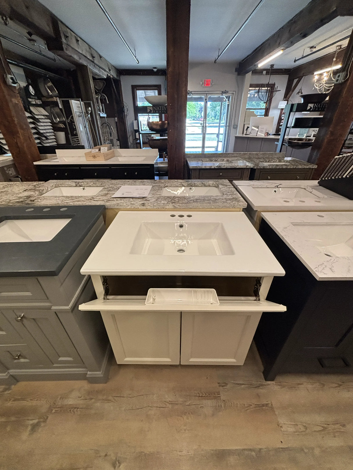 J&K Cabinetry Dove 30" Bathroom Vanity with White Ceramic Swiss Maddison Top