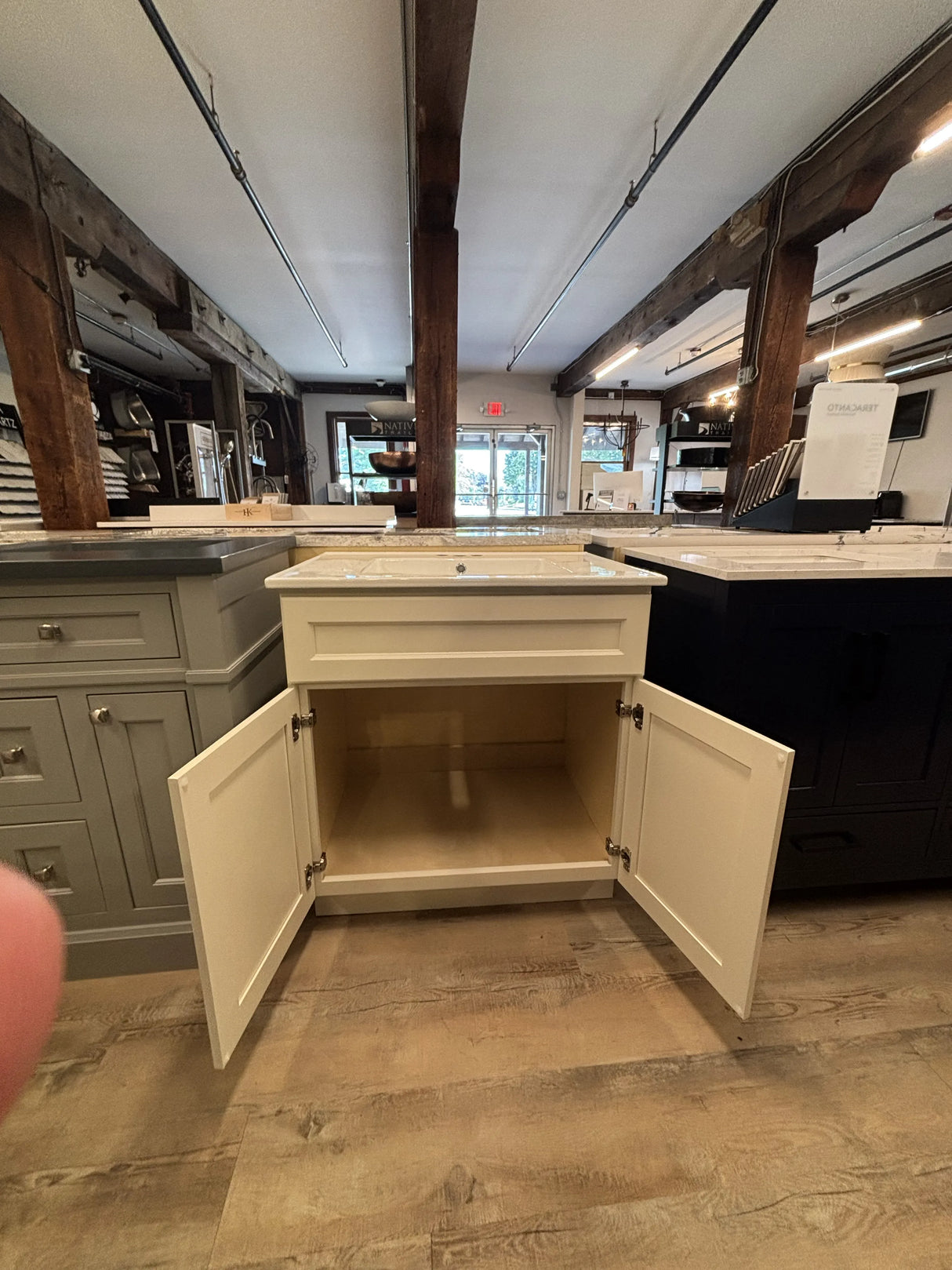 J&K Cabinetry Dove 30" Bathroom Vanity with White Ceramic Swiss Maddison Top