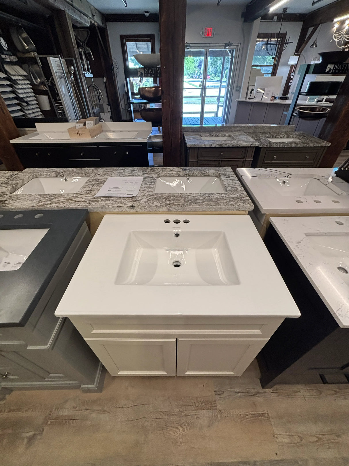 J&K Cabinetry Dove 30" Bathroom Vanity with White Ceramic Swiss Maddison Top
