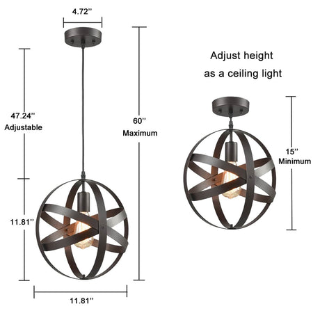 New England Home Goods Industrial Globe Pendant Light Bronze Kitchen Island Lights (Showroom Display for Sale)