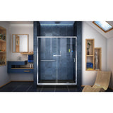 DreamLine Infinity-Z 32 in. D x 60 in. W x 74 3/4 in. H Clear Sliding Shower Door in Chrome and Right Drain Black Base