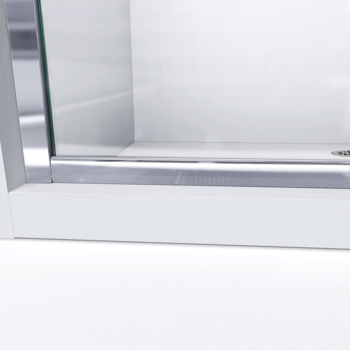 DreamLine Infinity-Z 36 in. D x 48 in. W x 74 3/4 in. H Frosted Sliding Shower Door in Chrome and Center Drain White Base