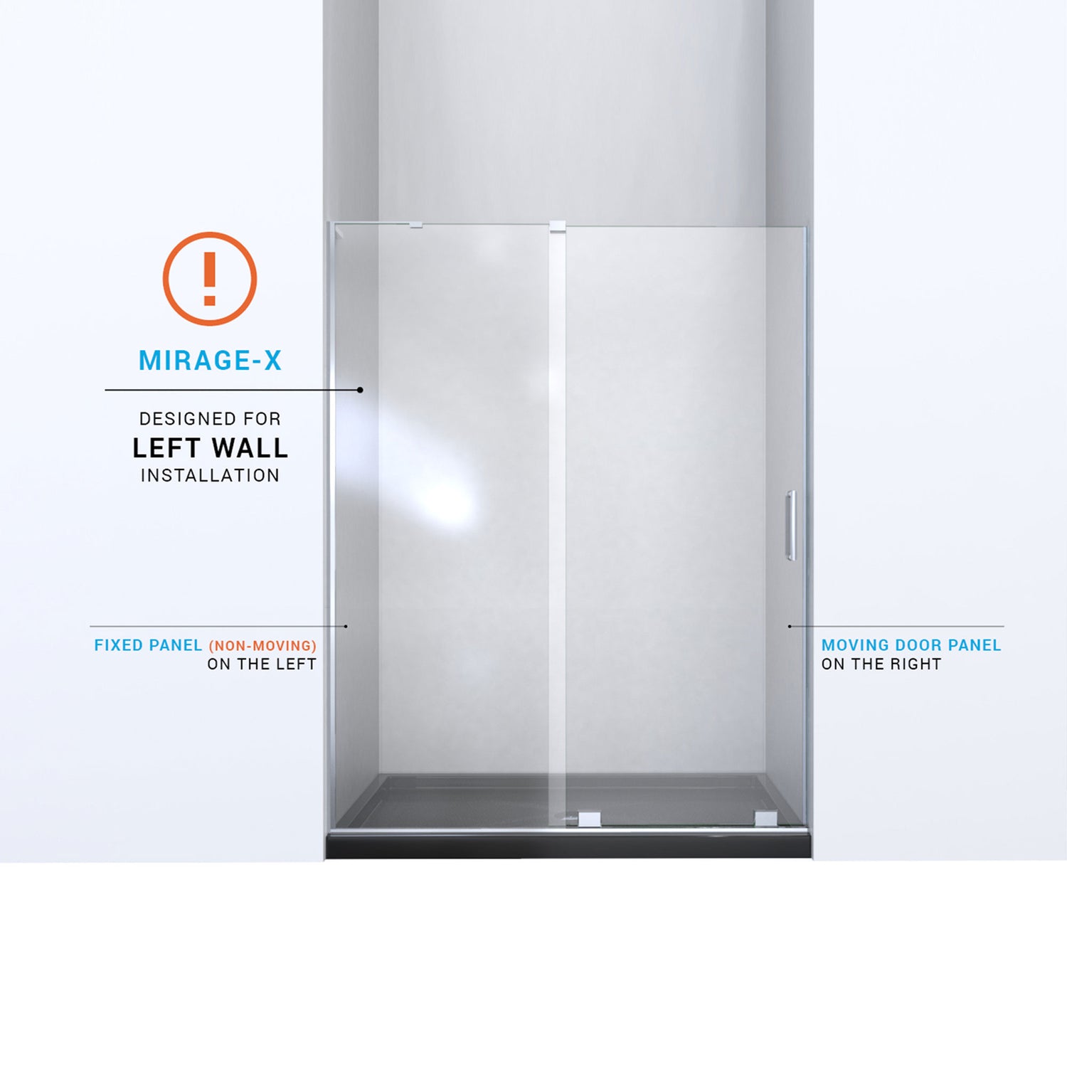 DreamLine Mirage-X 56-60 in. W x 58 in. H Frameless Sliding Tub Door in Brushed Nickel; Left Wall Installation