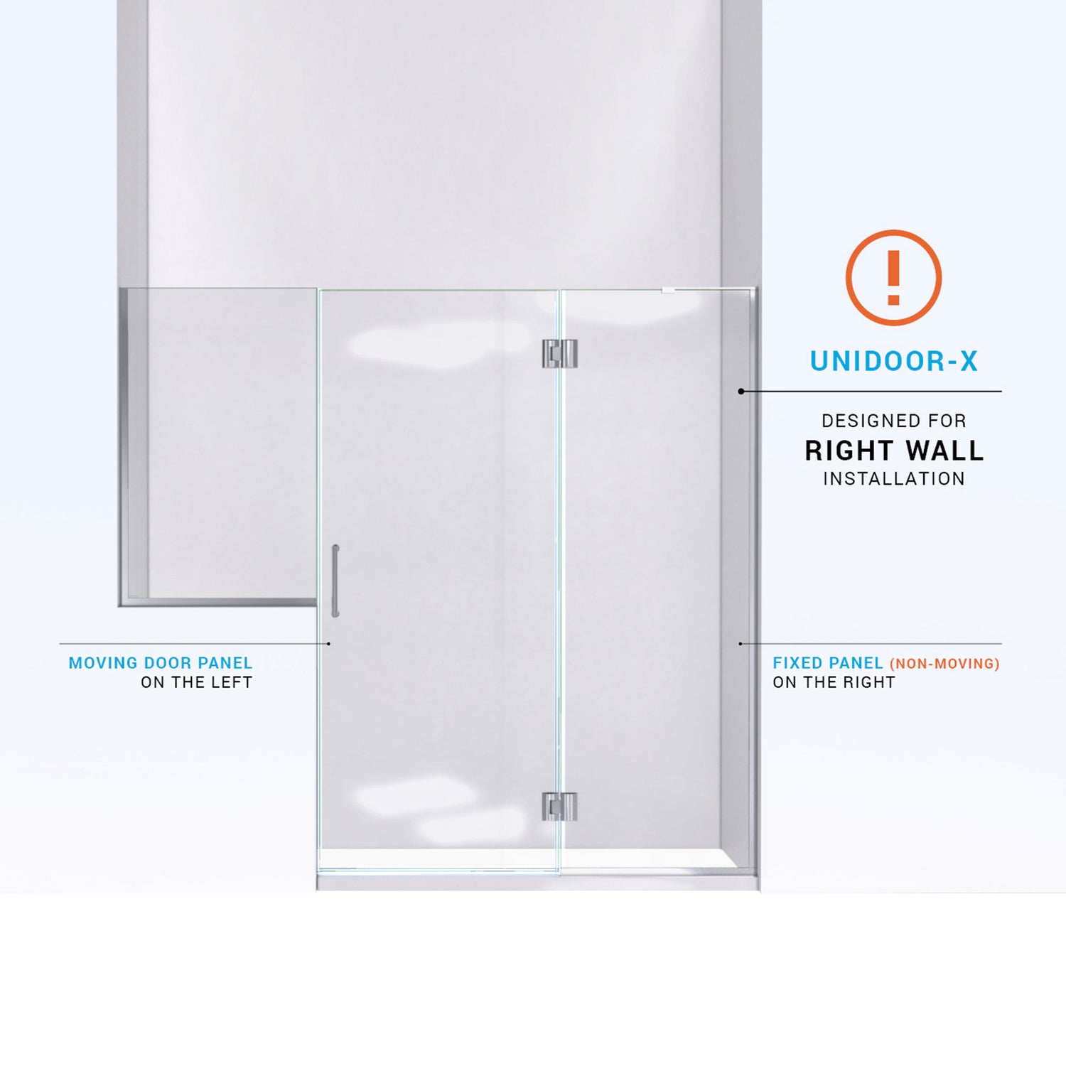 DreamLine Unidoor-X 72-72 1/2 in. W x 72 in. H Frameless Hinged Shower Door in Satin Black