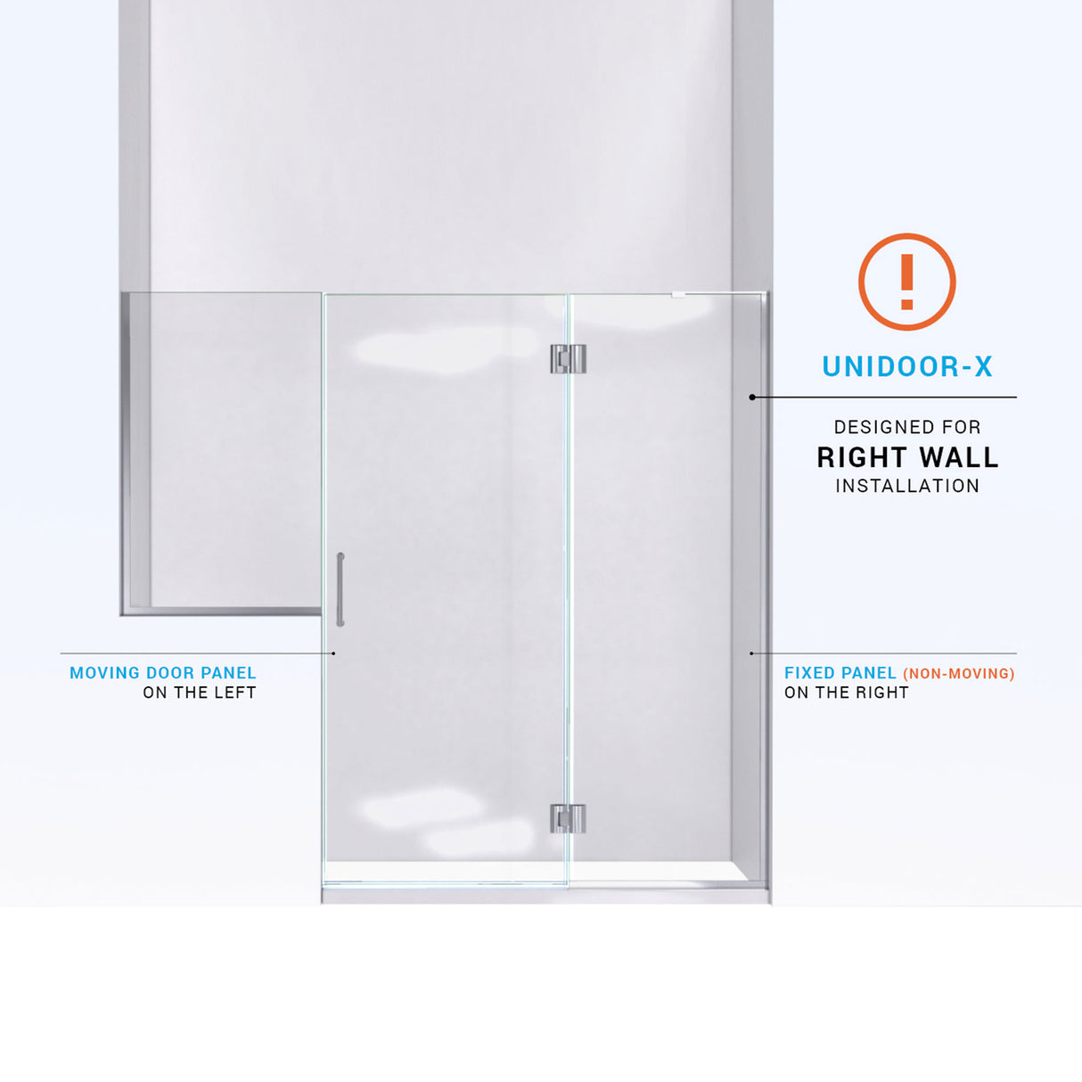 DreamLine Unidoor-X 72-72 1/2 in. W x 72 in. H Frameless Hinged Shower Door in Satin Black