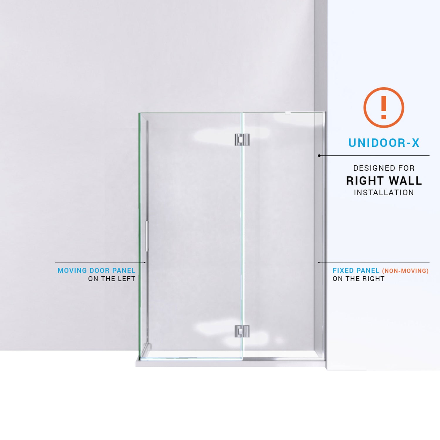 DreamLine Unidoor-X 47 3/8 in. W x 34 in. D x 72 in. H Frameless Hinged Shower Enclosure in Brushed Nickel