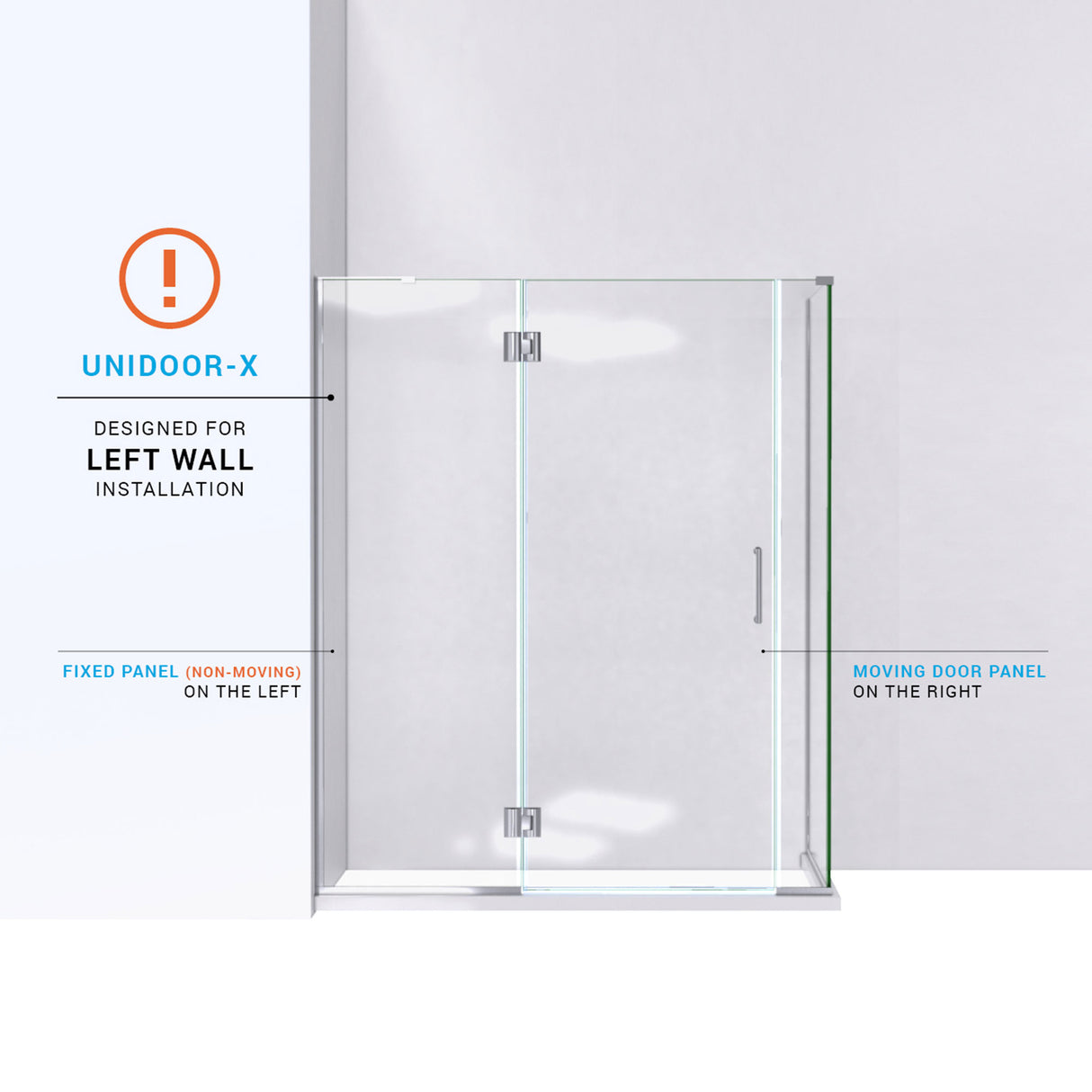 DreamLine Unidoor-X 58 in. W x 30 3/8 in. D x 72 in. H Frameless Hinged Shower Enclosure in Brushed Nickel