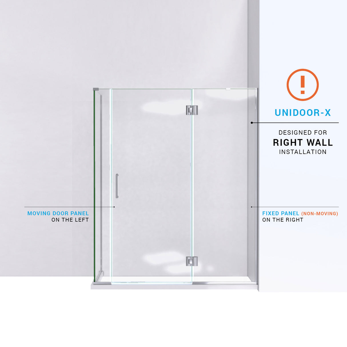DreamLine Unidoor-X 57 in. W x 30 3/8 in. D x 72 in. H Frameless Hinged Shower Enclosure in Brushed Nickel