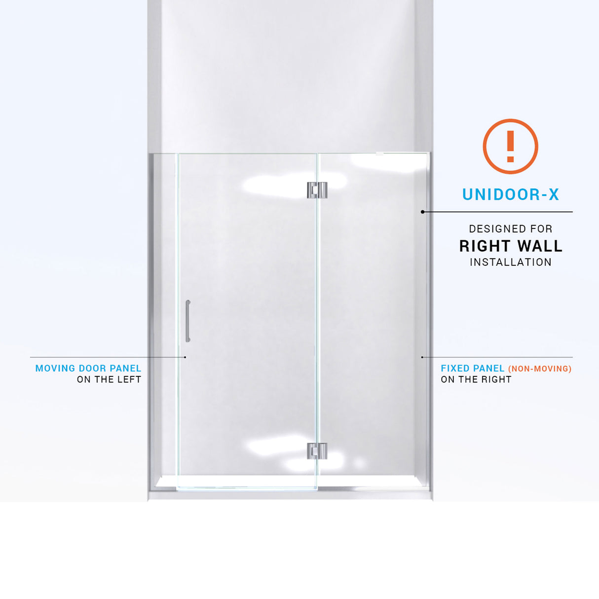 DreamLine Unidoor-X 57 1/2-58 in. W x 72 in. H Frameless Hinged Shower Door in Brushed Nickel