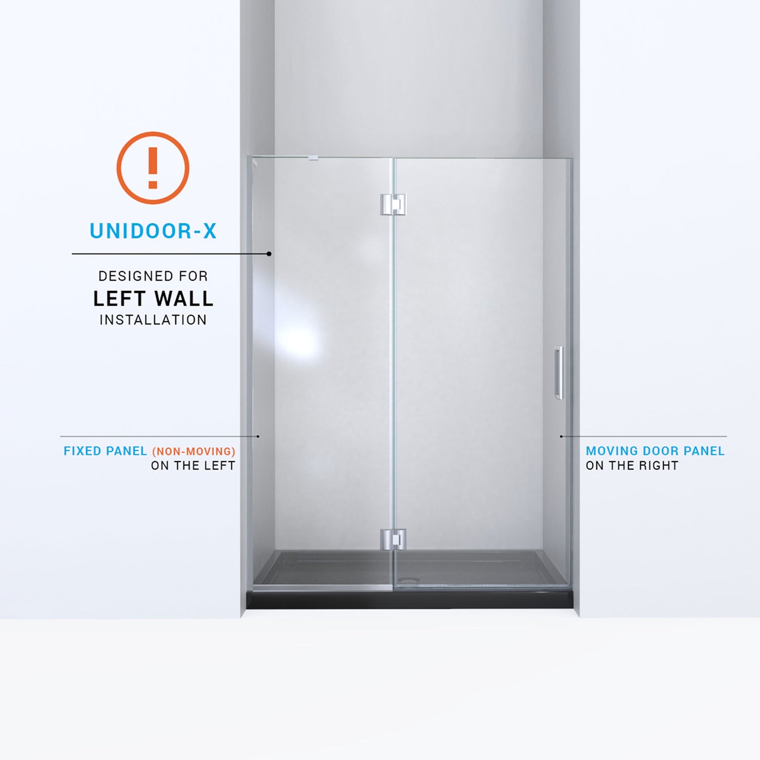 DreamLine Unidoor-X 51 in. W x 72 in. H Frameless Hinged Shower Door in Brushed Nickel