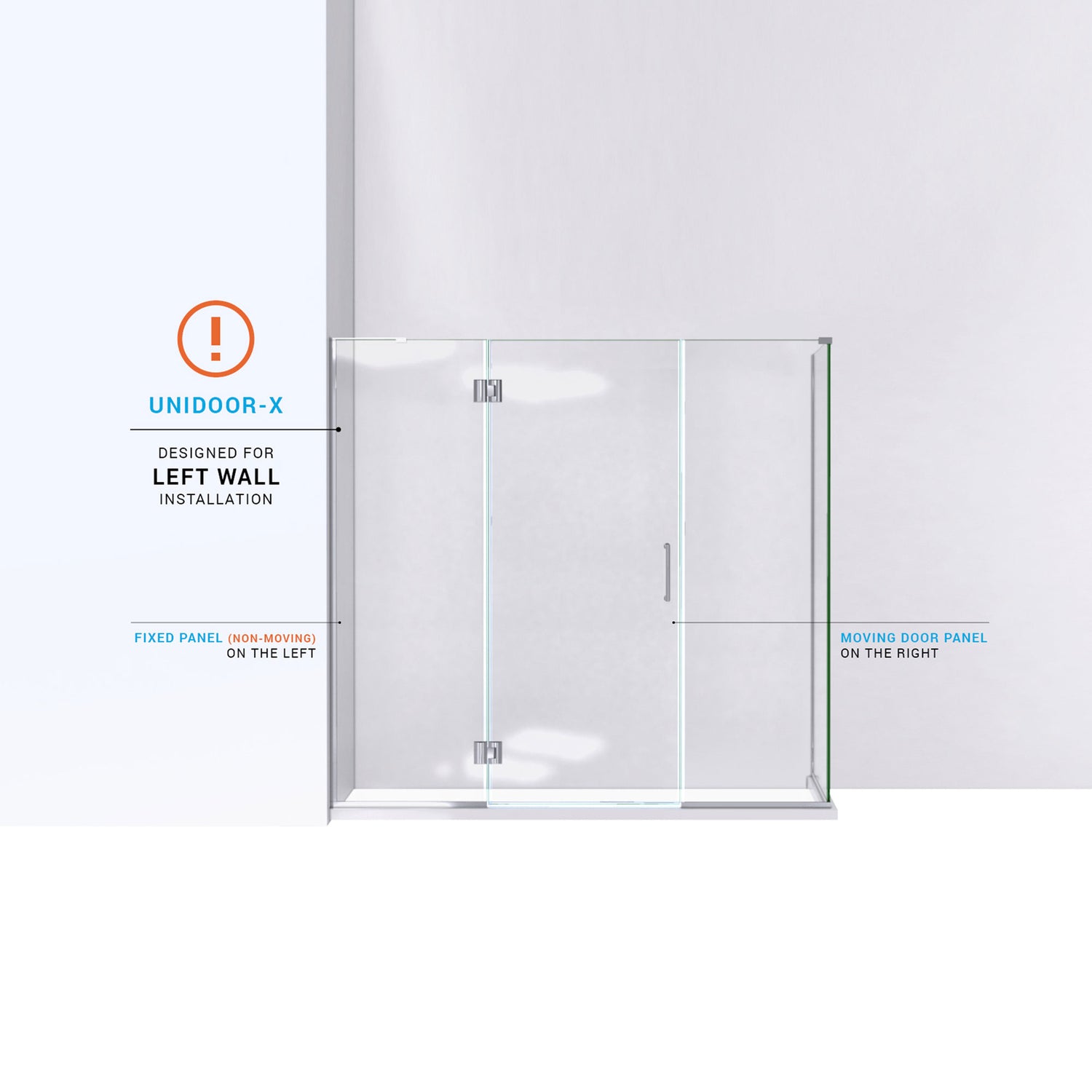 DreamLine Unidoor-X 69 1/2 in. W x 30 3/8 in. D x 72 in. H Frameless Hinged Shower Enclosure in Satin Black