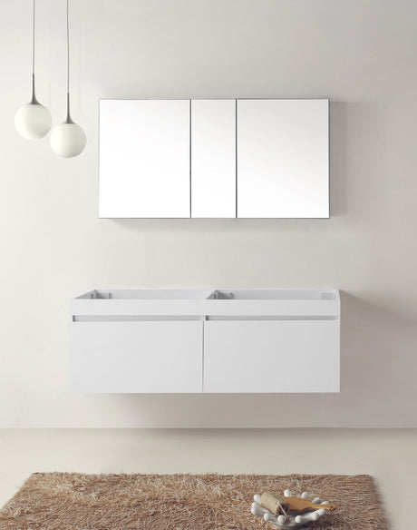 Virtu USA Zuri 55" Double Cabinet in Gloss White