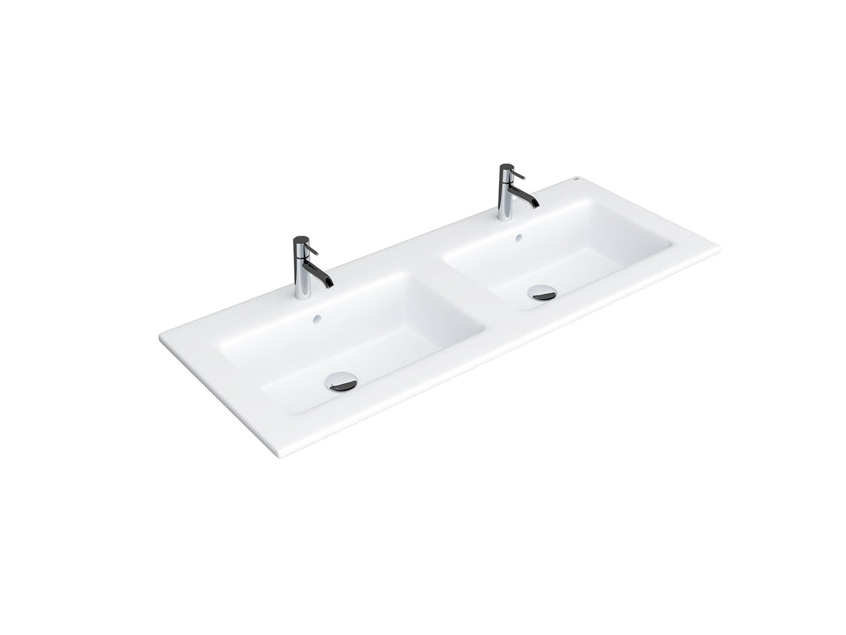 Joy 47" Double Bowl Drop in, 1-hole, White
