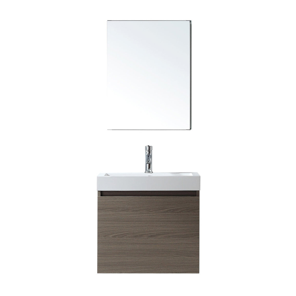Virtu USA Zuri 24" Single Bath Vanity in Wenge with White Polymarble Top and Integrated Square Sink with Matching Mirror - Luxe Bathroom Vanities