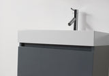 Virtu USA Zuri 24" Single Bath Vanity in Wenge with White Polymarble Top and Integrated Square Sink with Brushed Nickel Faucet with Matching Mirror