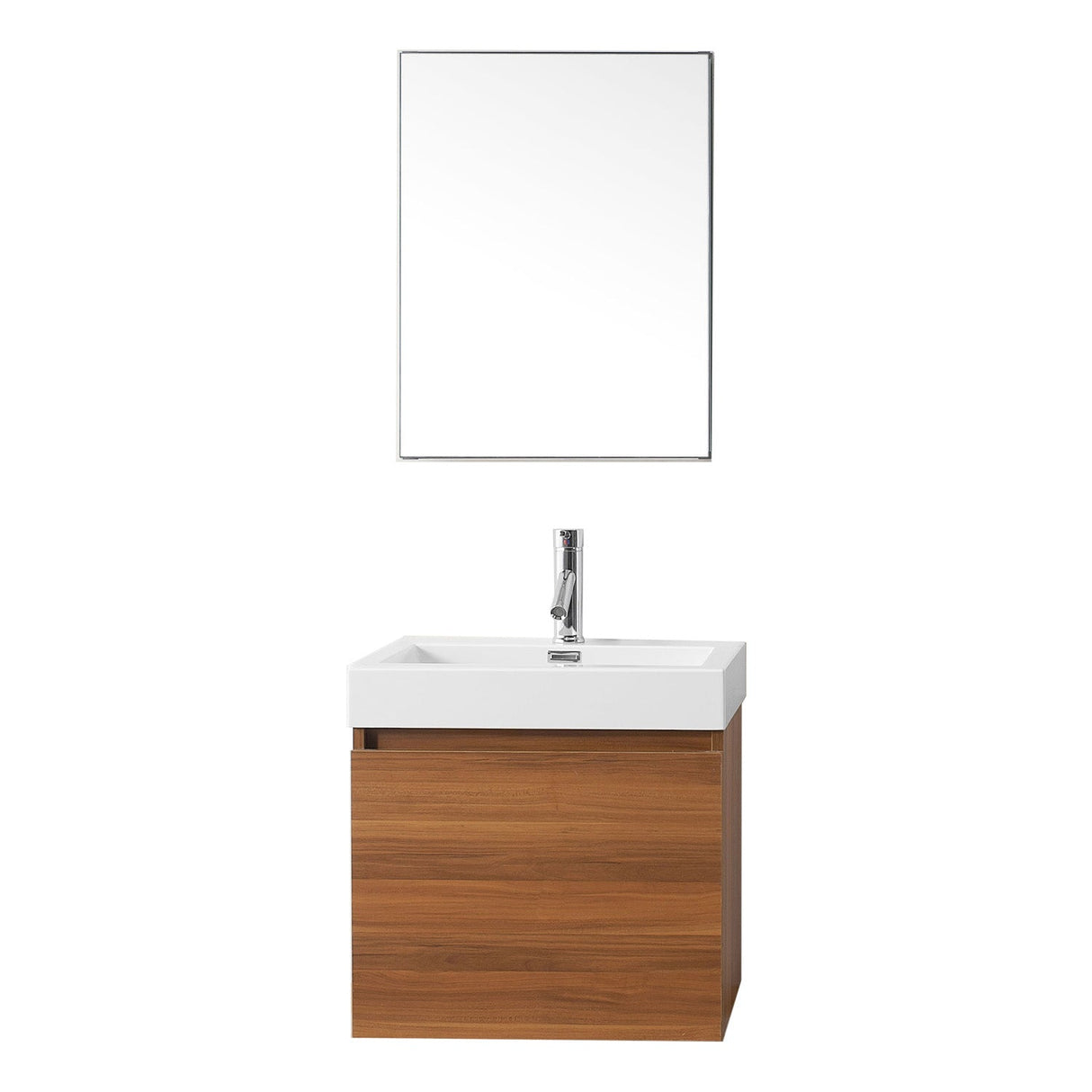 Virtu USA Zuri 24" Single Bath Vanity in Wenge with White Polymarble Top and Integrated Square Sink with Matching Mirror - Luxe Bathroom Vanities