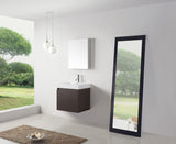 Virtu USA Zuri 24" Single Bath Vanity in Wenge with White Polymarble Top and Integrated Square Sink with Matching Mirror