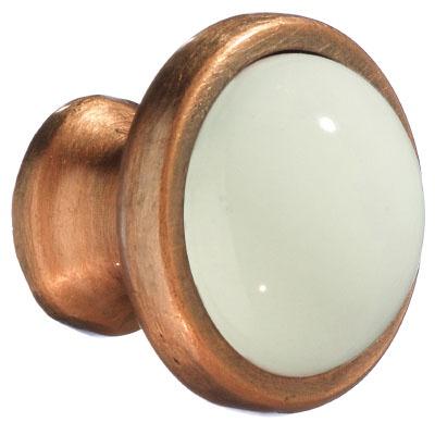 Smedbo Beslagsboden Knob in Antique Copper/White Ceramic