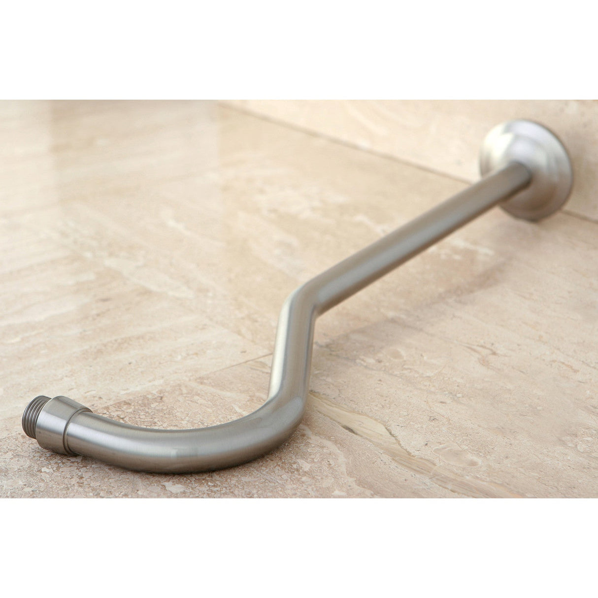Shower Scape K117C8 17-Inch Sheppard's Hook Rain Drop Shower Arm with Flange, Brushed Nickel