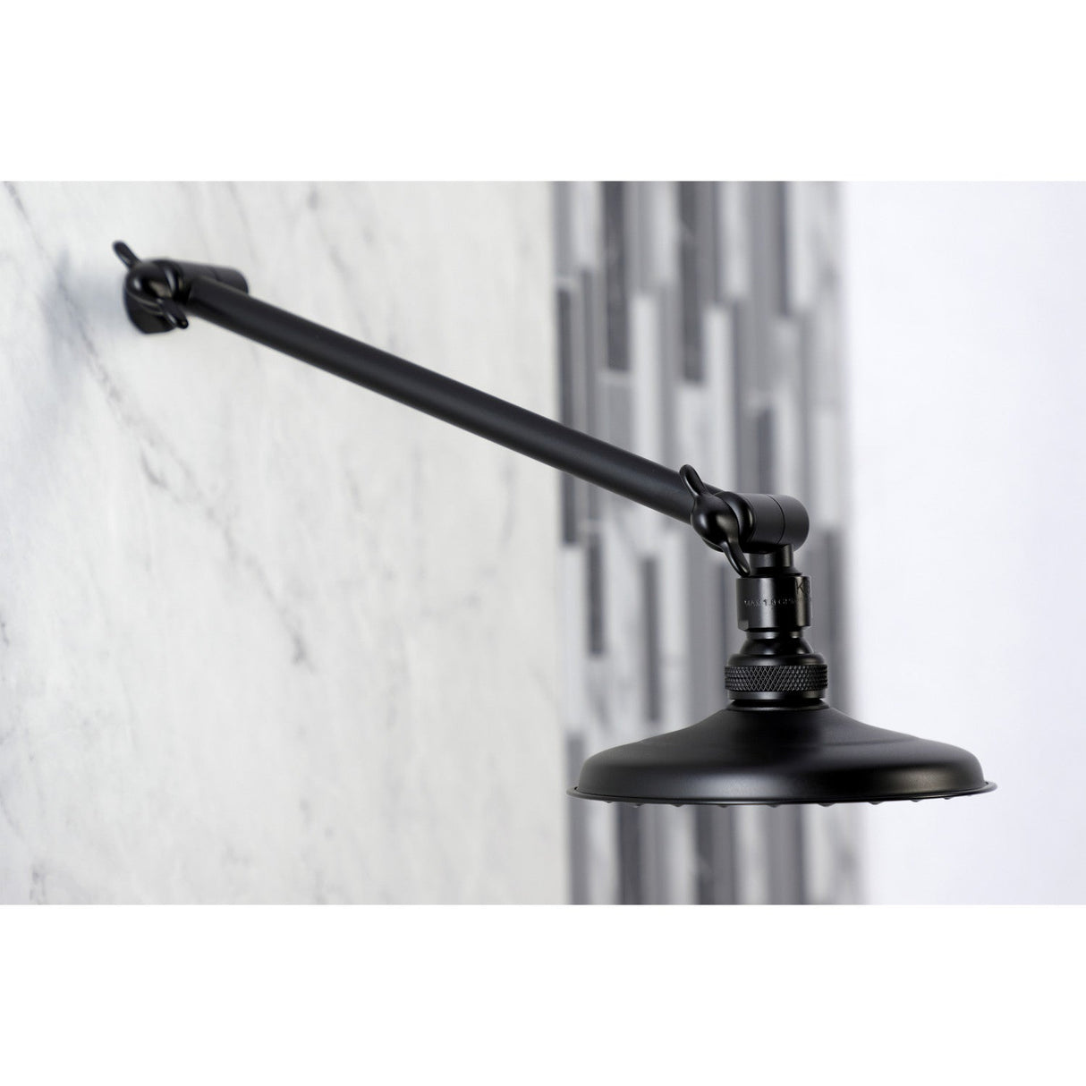 Victorian K135K0MB 5-1/4 Inch Brass Shower Head with 10-Inch High-Low Shower Arm, Matte Black