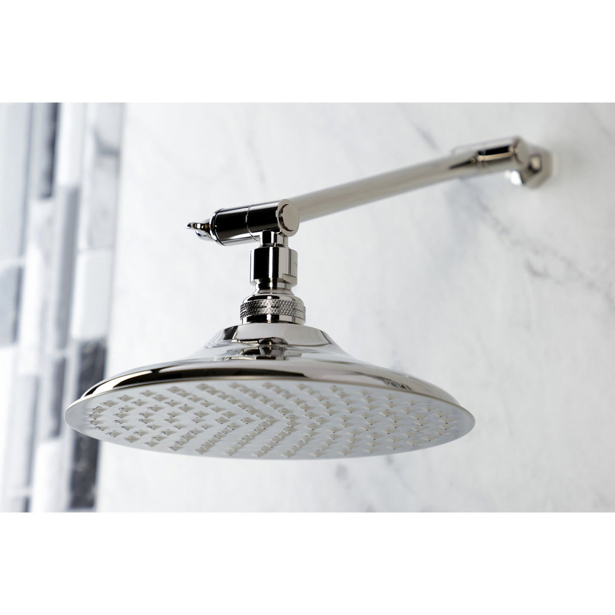 Shower Scape K136K6 7-3/4 Inch Brass Shower Head with 10-Inch High-Low Shower Arm, Polished Nickel