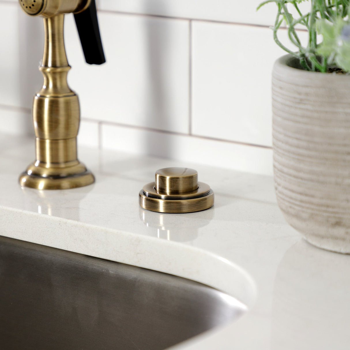 Trimscape KA21AB Garbage Disposal Air Switch Button, Antique Brass