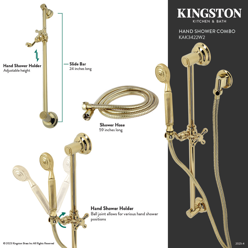 Made To Match KAK3423W3 Hand Shower Combo with Slide Bar, Antique Brass