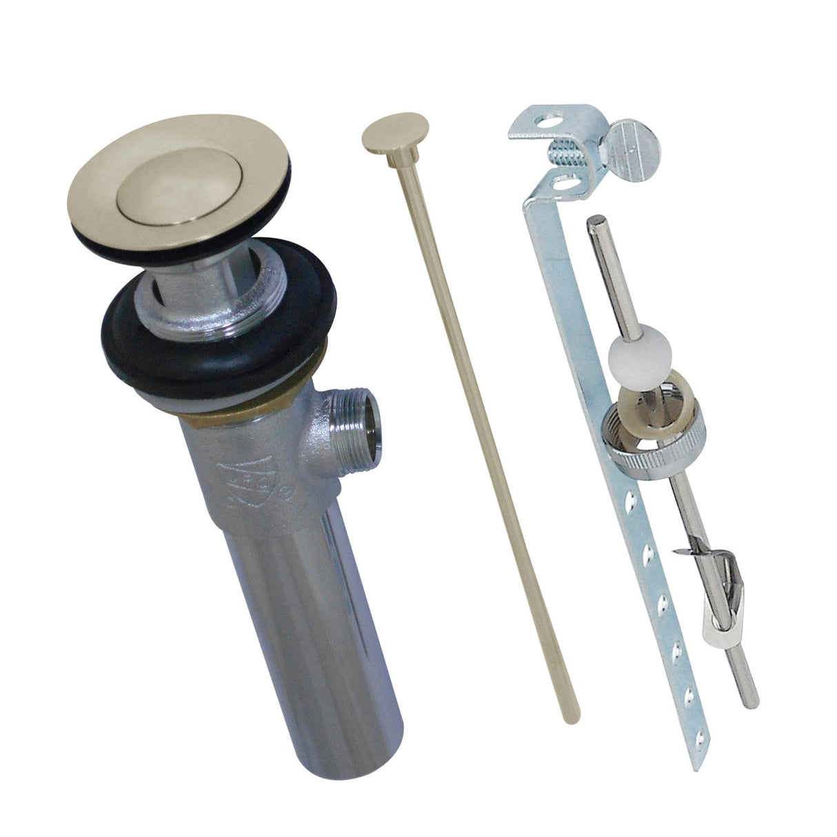 Trimscape KB1006 Brass Pop-Up Bathroom Sink Drain with Overflow, 22 Gauge, Polished Nickel