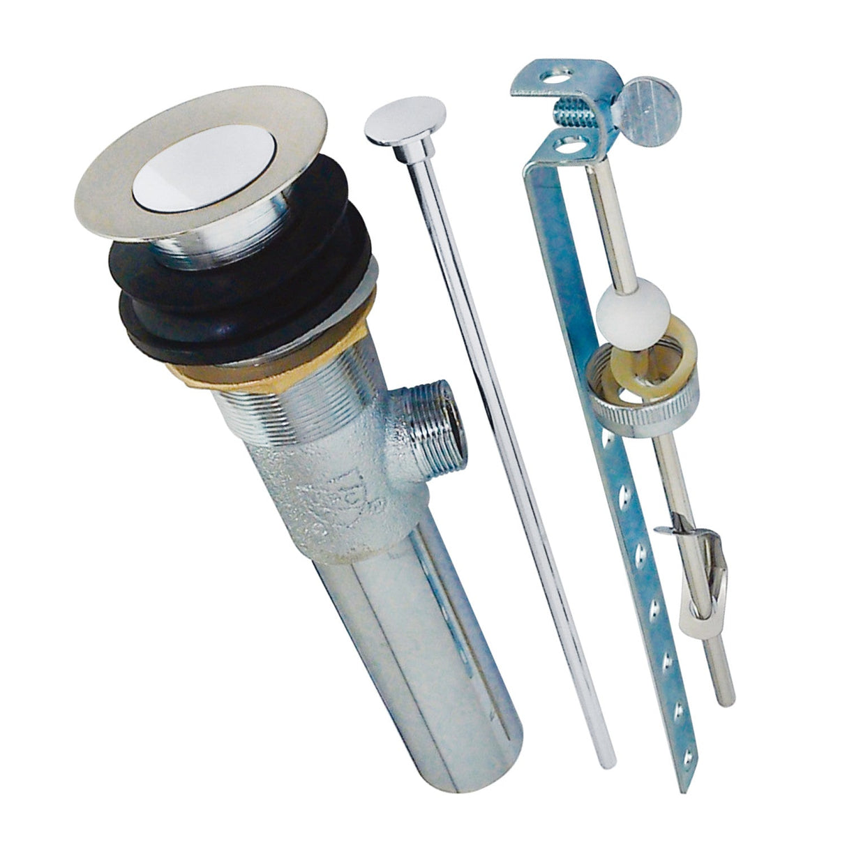 Trimscape KB1007 Brass Pop-Up Bathroom Sink Drain with Overflow, 22 Gauge, Brushed Nickel/Polished Chrome