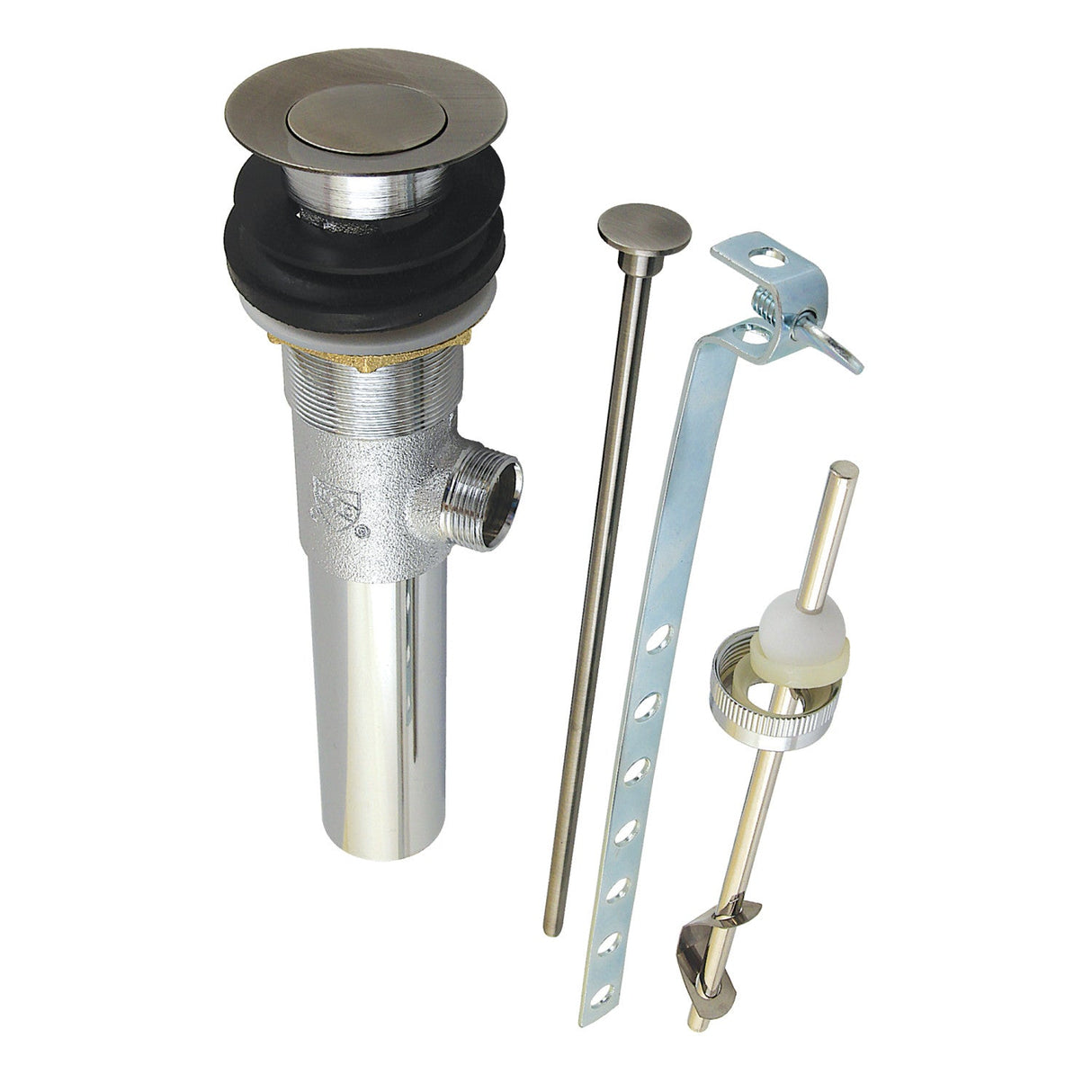 Traditional KB100VN Brass Pop-Up Bathroom Sink Drain with Overflow, 22 Gauge, Black Stainless