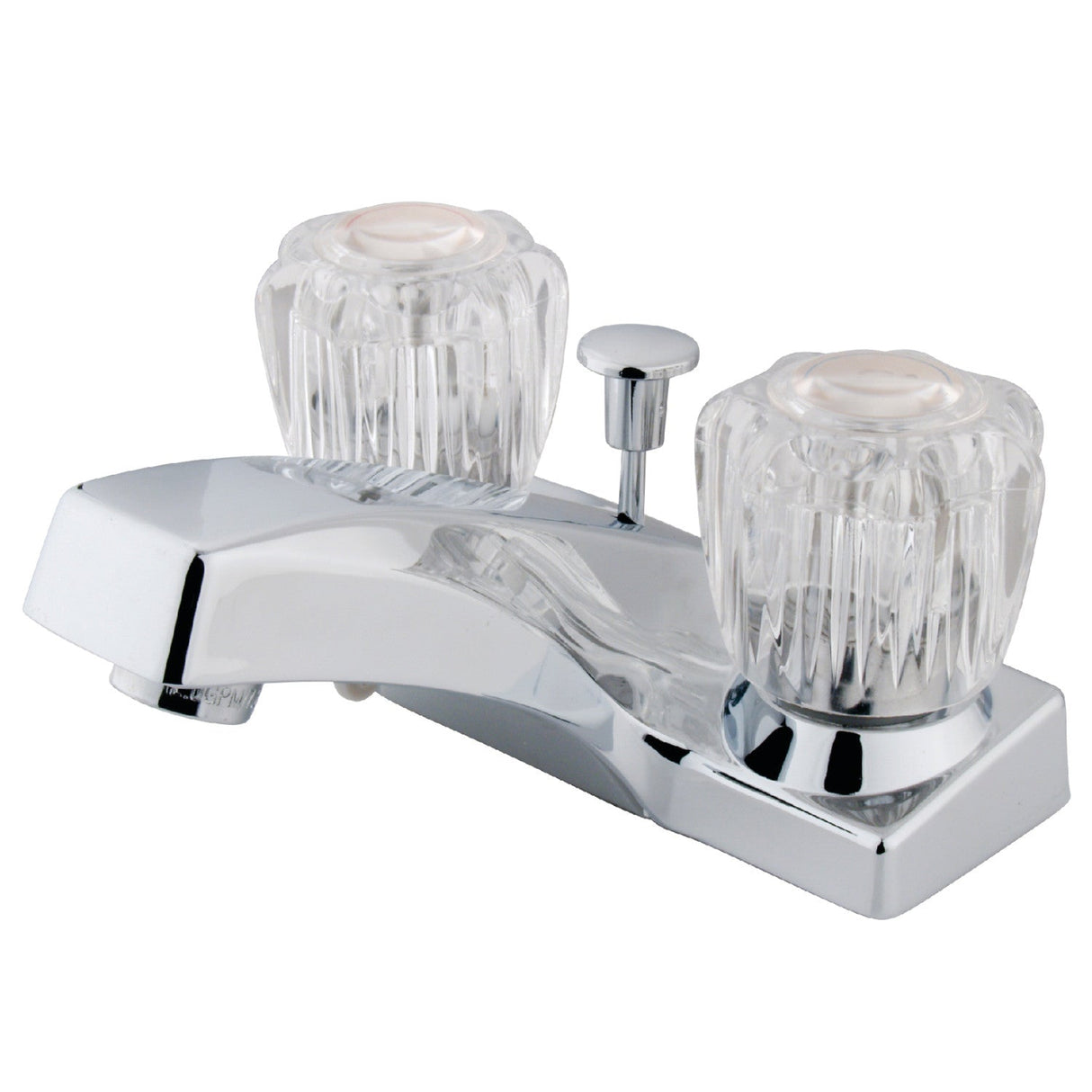 Columbia KB101 Two-Handle 3-Hole Deck Mount 4" Centerset Bathroom Faucet with Plastic Pop-Up, Polished Chrome