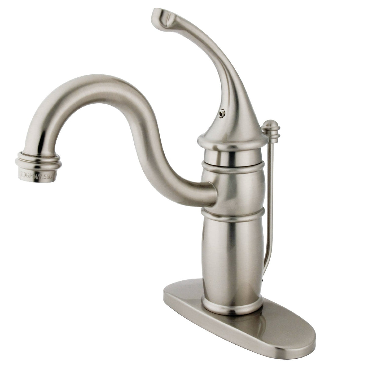 Georgian KB1408GL Single-Handle 1-Hole Deck Mount Bathroom Faucet with Plastic Pop-Up, Brushed Nickel