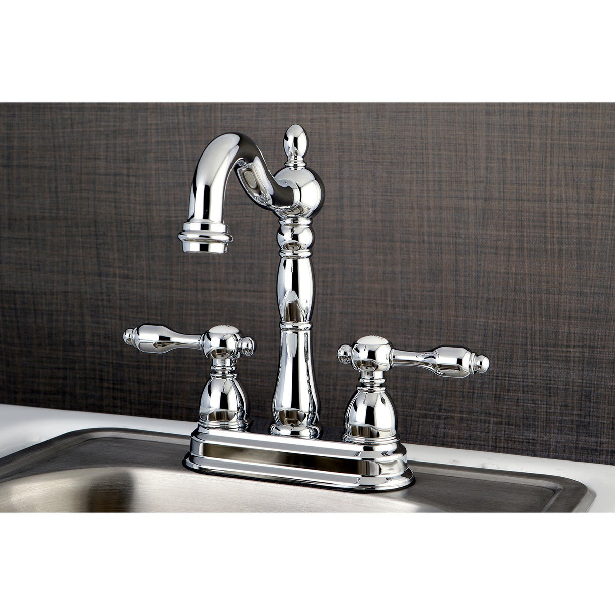 Tudor KB1491TAL Two-Handle 2-Hole Deck Mount Bar Faucet, Polished Chrome