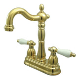 Heritage KB1492PL Two-Handle 2-Hole Deck Mount Bar Faucet, Polished Brass