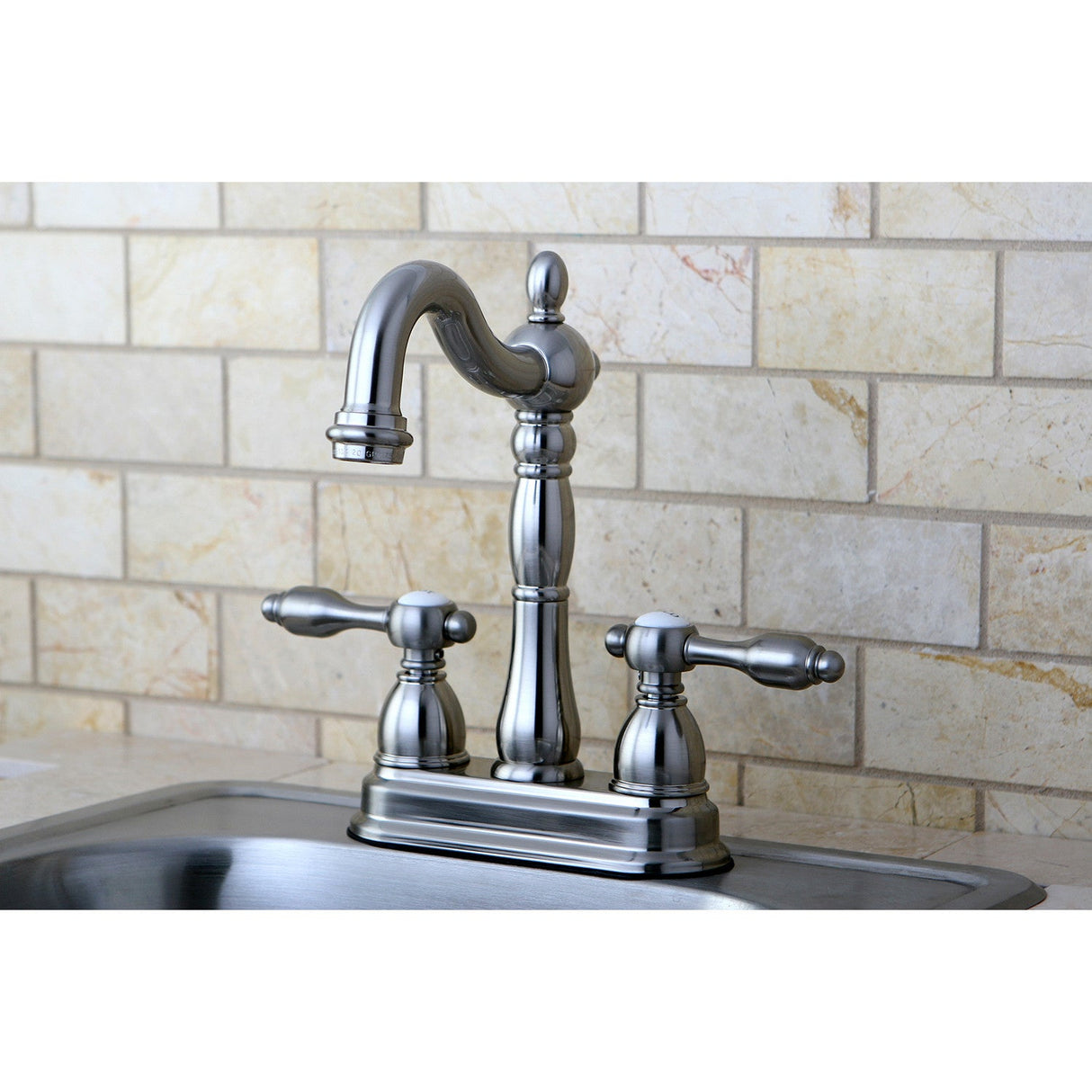 Tudor KB1498TAL Two-Handle 2-Hole Deck Mount Bar Faucet, Brushed Nickel