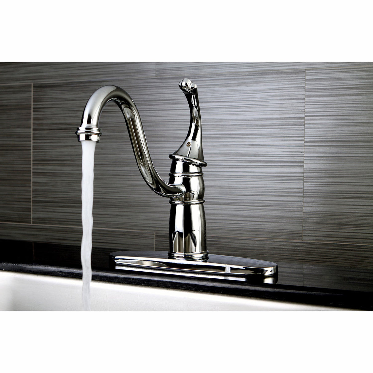 Georgian KB1571GLLS Single-Handle 1-or-3 Hole Deck Mount Kitchen Faucet, Polished Chrome