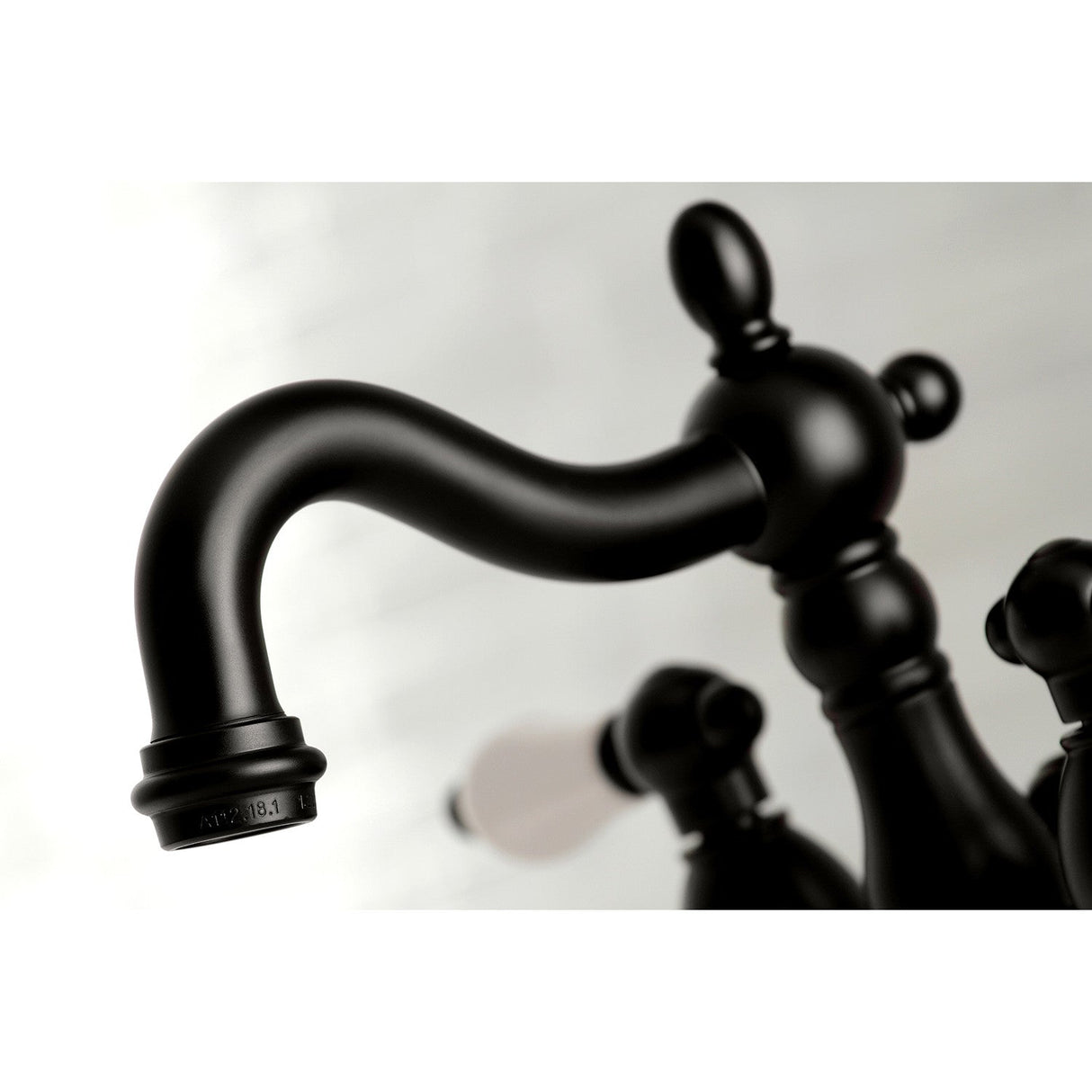 Heritage KB1600PL Two-Handle 3-Hole Deck Mount 4" Centerset Bathroom Faucet with Plastic Pop-Up, Matte Black