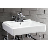 Heritage KB1601AL Two-Handle 3-Hole Deck Mount 4" Centerset Bathroom Faucet with Plastic Pop-Up, Polished Chrome