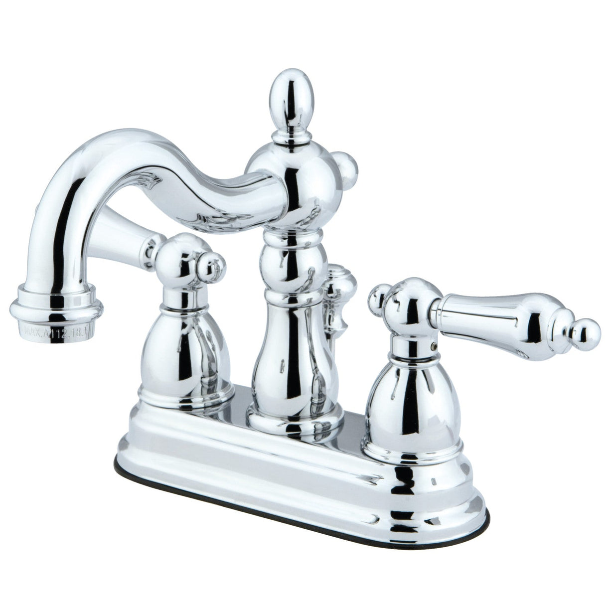 Heritage KB1601AL Two-Handle 3-Hole Deck Mount 4" Centerset Bathroom Faucet with Plastic Pop-Up, Polished Chrome