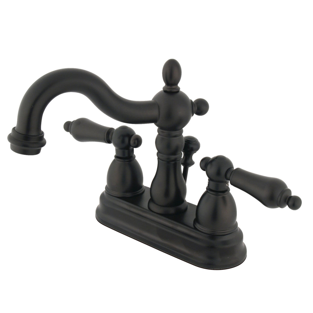 Heritage KB1605AL Two-Handle 3-Hole Deck Mount 4" Centerset Bathroom Faucet with Plastic Pop-Up, Oil Rubbed Bronze