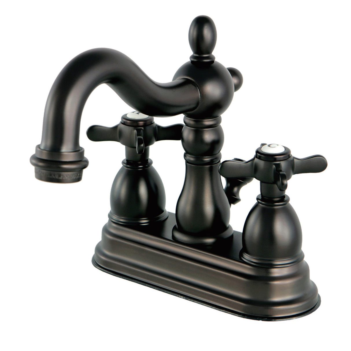 Essex KB1605BEX Two-Handle 3-Hole Deck Mount 4" Centerset Bathroom Faucet with Plastic Pop-Up, Oil Rubbed Bronze