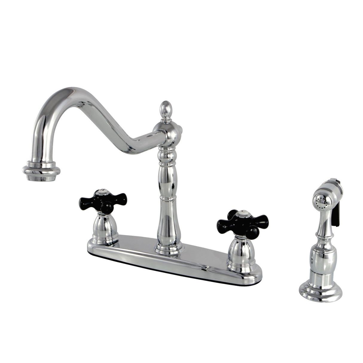 Duchess KB1751PKXBS Two-Handle 4-Hole Deck Mount 8" Centerset Kitchen Faucet with Side Sprayer, Polished Chrome