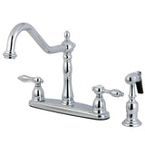 Tudor KB1751TALBS Two-Handle 4-Hole Deck Mount 8" Centerset Kitchen Faucet with Side Sprayer, Polished Chrome
