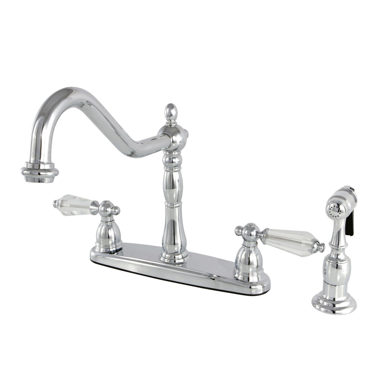 Wilshire KB1751WLLBS Two-Handle 4-Hole Deck Mount 8" Centerset Kitchen Faucet with Side Sprayer, Polished Chrome